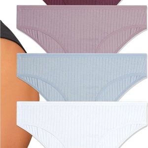 6Pack Cotton Underwear for Women Low Rise Ribbed Hipster Breathable Soft Bikini